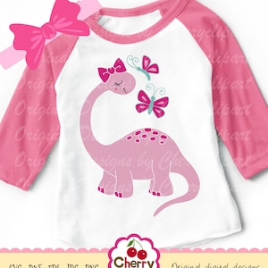 Dinosaurier SVG, Dinosaurier und Schmetterlinge SVG Silhouette & Circut Cut Design, Clip Art, T-shirt Aufbügeln, Transferdruck AN96