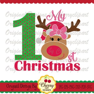 Weihnachten Rentier Mädchen SVG DXF Weihnachten Rentier Silhouette & Cricut Cut Dateien CHSVG30 -Persönliche und kommerzielle Nutzung