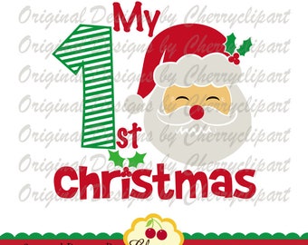My 1st Christmas Santa Claus PNG SVG: Sublimation Art & Cut File (Digital Download)