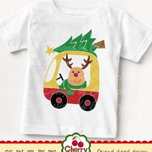 Weihnachten Rentier png svg, Spielzeugauto mit Rentier svg, Rentier Clip Art, T-Shirt, Bügelbild, Transferpapier CHSVG119