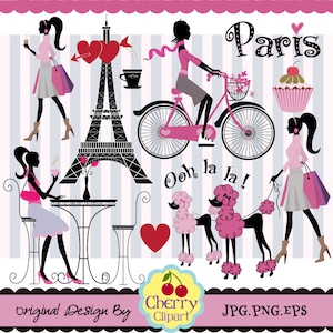 Paris Element Digital Clipart Set 1- Digital Matching Papers-Digitl Frames -Personal and Commercial Use
