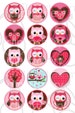 Valentine Cute Owls 1 Inch  Digital Circles Design 4x6-15 Images- 4'x6' Sheet 