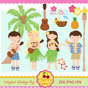 Luau party digital clipart set -Personal and Commercial Use-paper crafts,card making,scrapbooking,web design