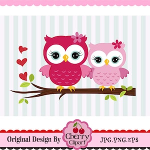 Sweet Owls,Owls for Big sister and Lil siters clip art CHERRY1- for Personal and Commercial Use