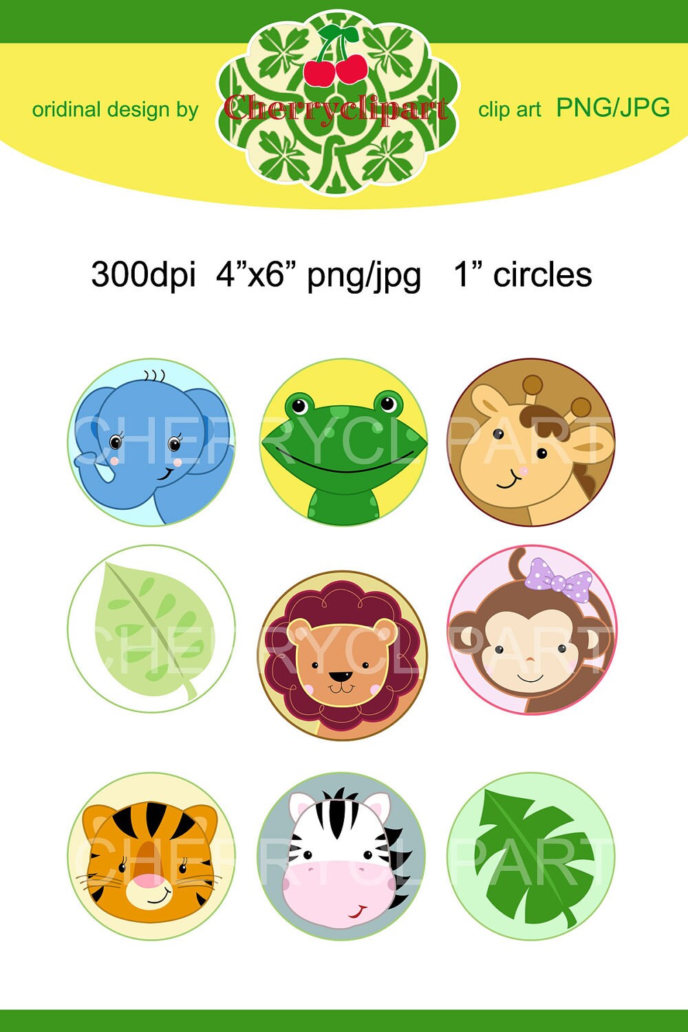 Safari Jungle Animals 1inch Circles Bottle Cap Collage Digi Etsy