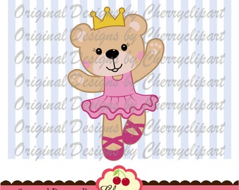 SVG DXF Dancing Ballerina Bear cute animal Silhouette Cut Files, Cricut Cut Files AN06 -Personal and Commercial Use