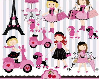 Paris Element Digital Clipart Set 2- Digital Matching Papers -Personal and Commercial Use