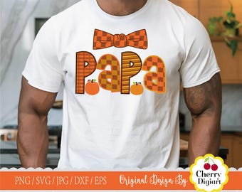 Fall Thanksgiving Sublimation, Papa Shirt Pattern PNG SVG