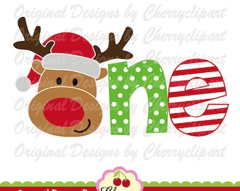 Christmas Reindeer boy svg, Reindeer One, Birthday One svg Silhouette & Cricut Cut Files, clipart, T-shirt iron on, Tranfer CHSVG104