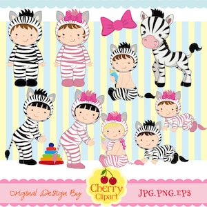 Zebra Costume Babies Digital Clipart set-Zebra numbers clipart-Personal and Commercial Use-paper crafts,card making,scrapbooking,web design