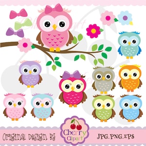 Cute Owls Digital Clipart Elements Set NO.AN021