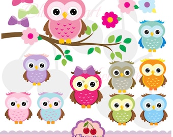 Cute Owls Digital Clipart Elements Set NO.AN021