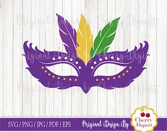 Mardi Gras Mask PNG SVG: Carnival Sublimation Art & Cut Files (Digital Download)
