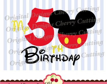 Mickey 5th Birthday PNG SVG: Sublimation Art & Cut File (Digital Download)