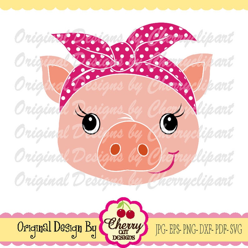 Download Bandana piggy face SVG baby pig svg Silhouette & Cricut ...
