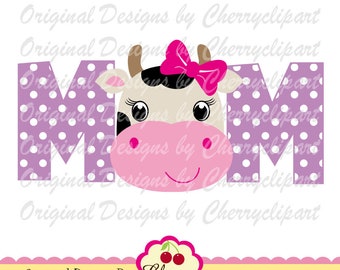 Cow MOM PNG SVG: Farm Animal Silhouette Cut Design (Digital Download)