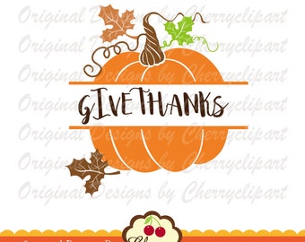 Thanksgiving Pumpkin SVG: Split Design Clip Art (Digital Download)