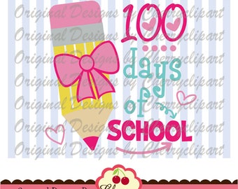 SVG DXF 100 Tage in der Schule, zurück zu Schule Silhouette & Cricut geschnitten Design für Mädchen SCH14