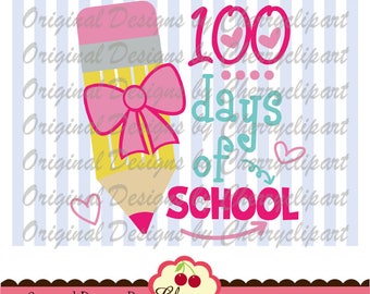 100 Days of School SVG Cut File: Girl's Back to School Design (Digital Download)