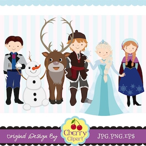 The Snow Queen,Snow Princess,Prince and Princess Digital Clipart Set for Personal and Commercial Use-paper crafts,card making,scrapbooking image 1