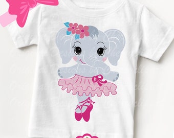 Ballerina Elephant SVG: Ballet Animal Clipart, T-Shirt Iron On (Digital Download)