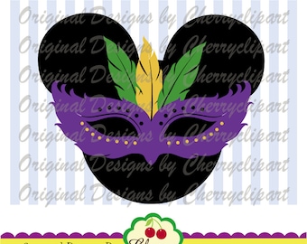 Mardi Gras Mask Mouse ears SVG DXF, Minnie Carnival Mardi Gras Silhouette Cut Files, Cricut Cut Files MG012 -Personal and Commercial Use