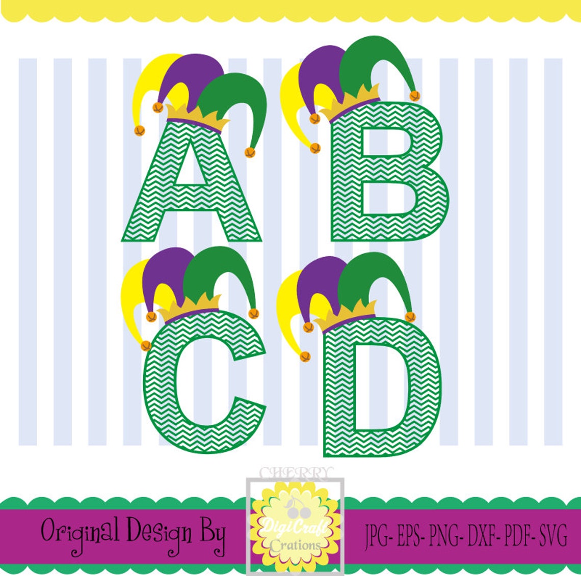 Mardi Gras Alphabet Chevron Alphabetjester Hat Alphabet | Etsy