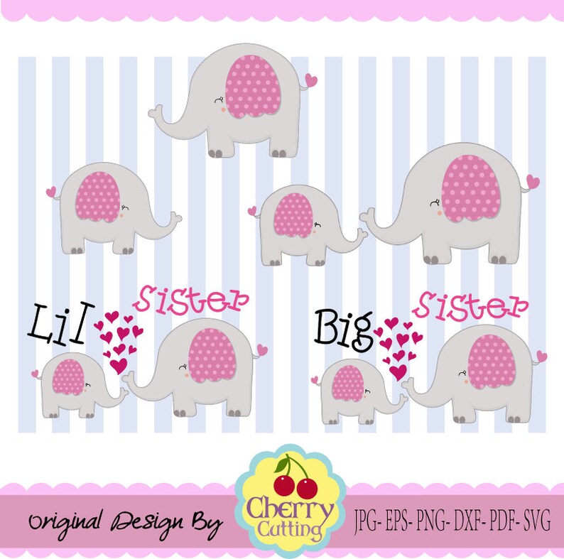 Big sister and Lil sisterCute elephant clip art Digital | Etsy