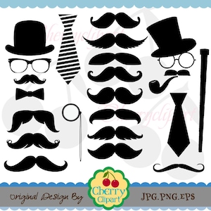 Mustache Party Digital Clipart Set -Personal and Commercial Use-paper crafts,card making,scrapbooking,web design