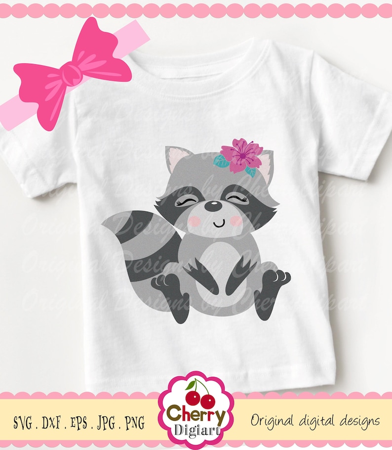 Download Raccoon Baby Raccoon With Flower Svg Jungle Animal Svg Etsy