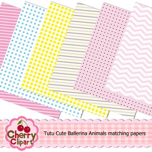 Tutu Cute Ballerina Animals digital clipart and matching digital papers Personal and Commercial Use image 2