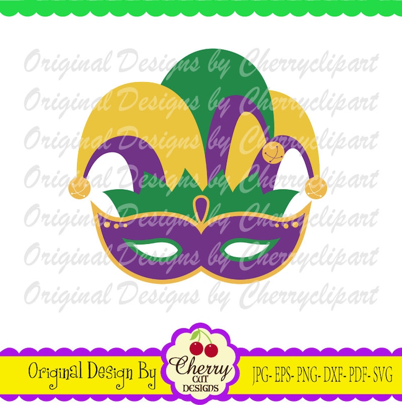 Cricut Cut Files MG018 -Personal and Commercial Use Mardi Gras Jester Mask SVG DXF Mardi Gras svg Silhouette Cut Files Carnival svg
