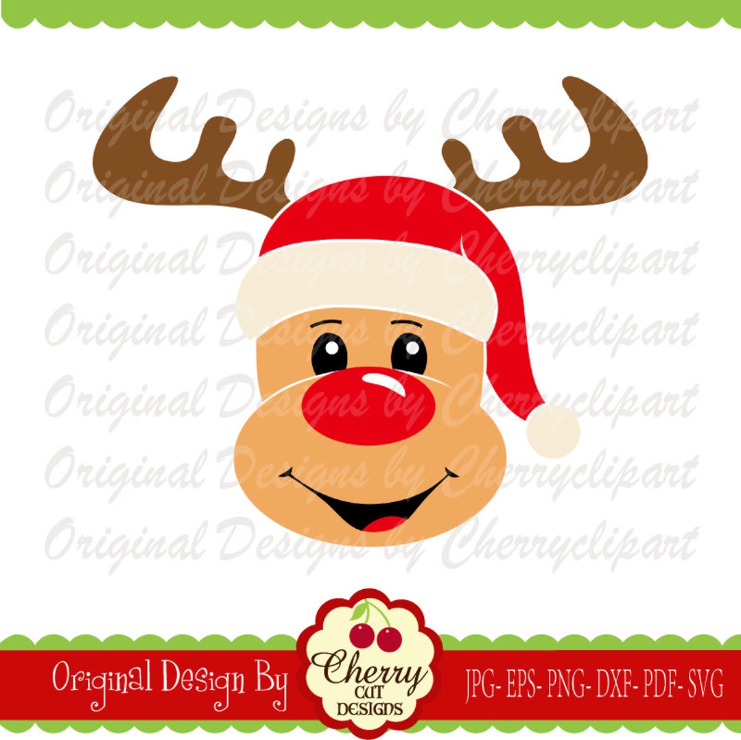 Christmas Reindeer SVG Reindeer Face Silhouette & Cricut Cut - Etsy