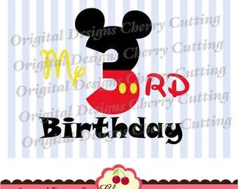 Mickey Mouse Third Birthday SVG PNG - Digital Download