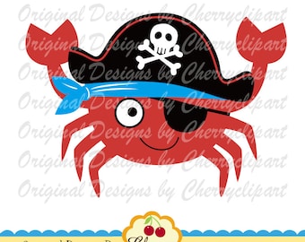 Pirate Crab svg, crab svg, animal svg Silhouette & Cricut Cut design, Crab Clip art, T-shirt iron on AN105