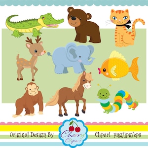 A-Z Alphabet Animals digital clipart set for -Personal and Commercial Use-paper crafts,card making,scrapbooking,web design