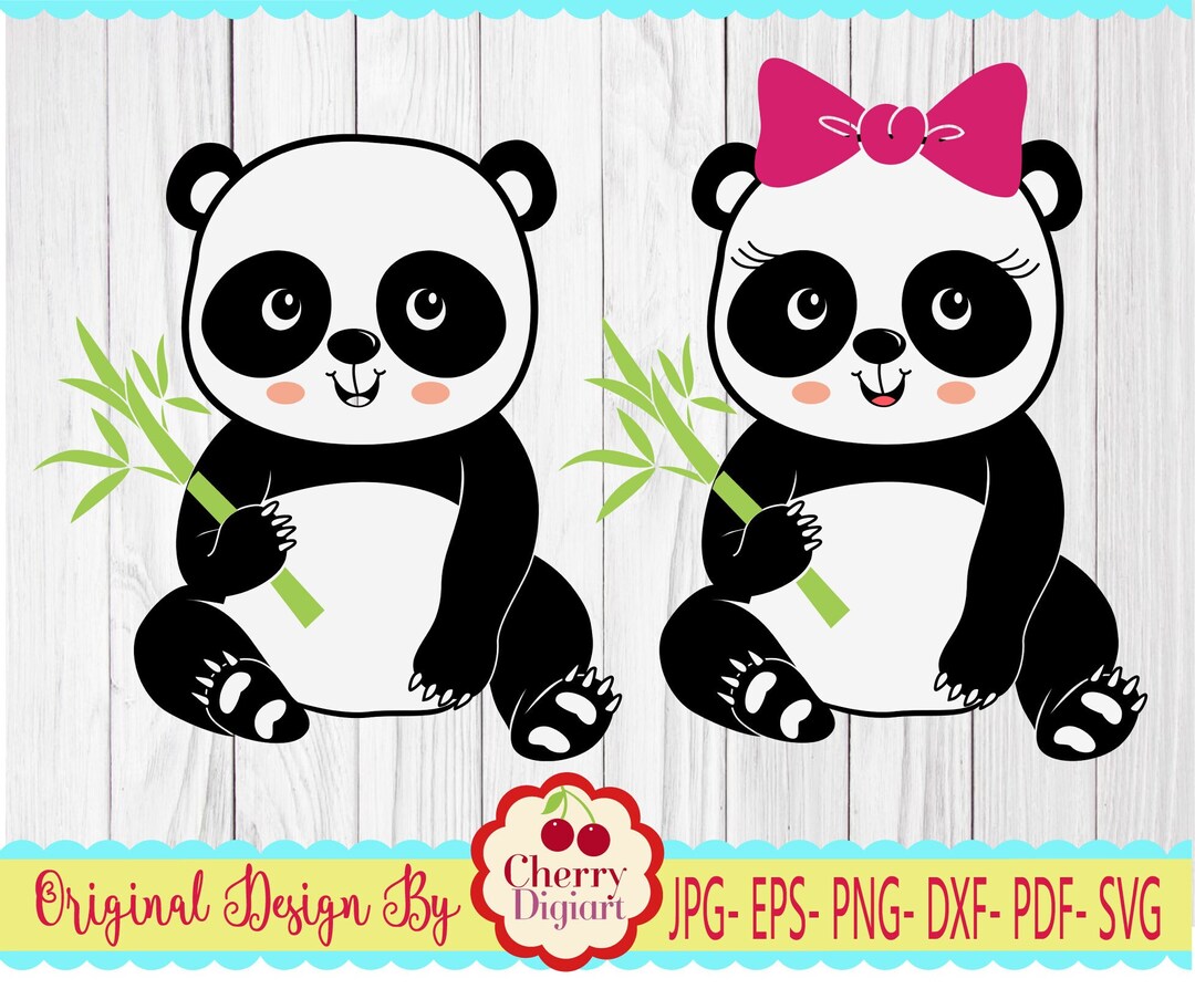 Baby Panda Boy and Girl Svg Png Jpg Silhouette & Cricut Cut Files ...