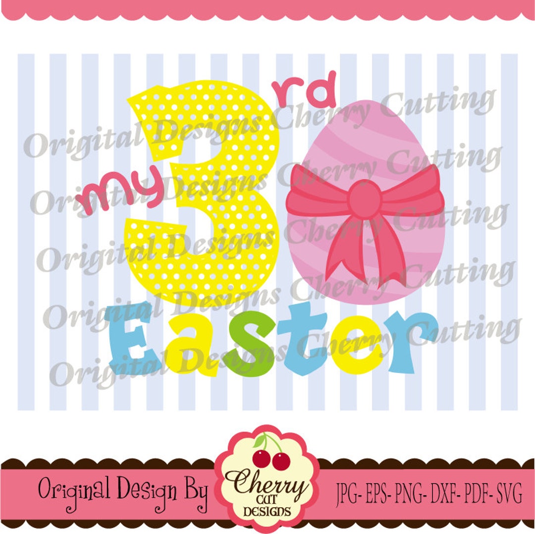My 3rd Easter With Egg, My Third Easter, Easter Number 3 Silhouette Cut ...