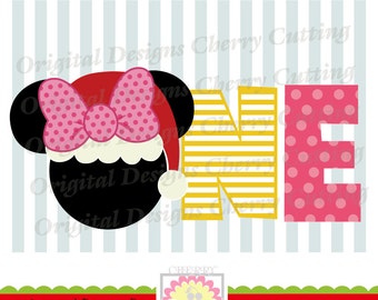 Christmas ONE with bow, Minnie ONE SVG,Christmas Silhouette & Cricut Cut Files CHSVG14 -Personal and Commercial Use