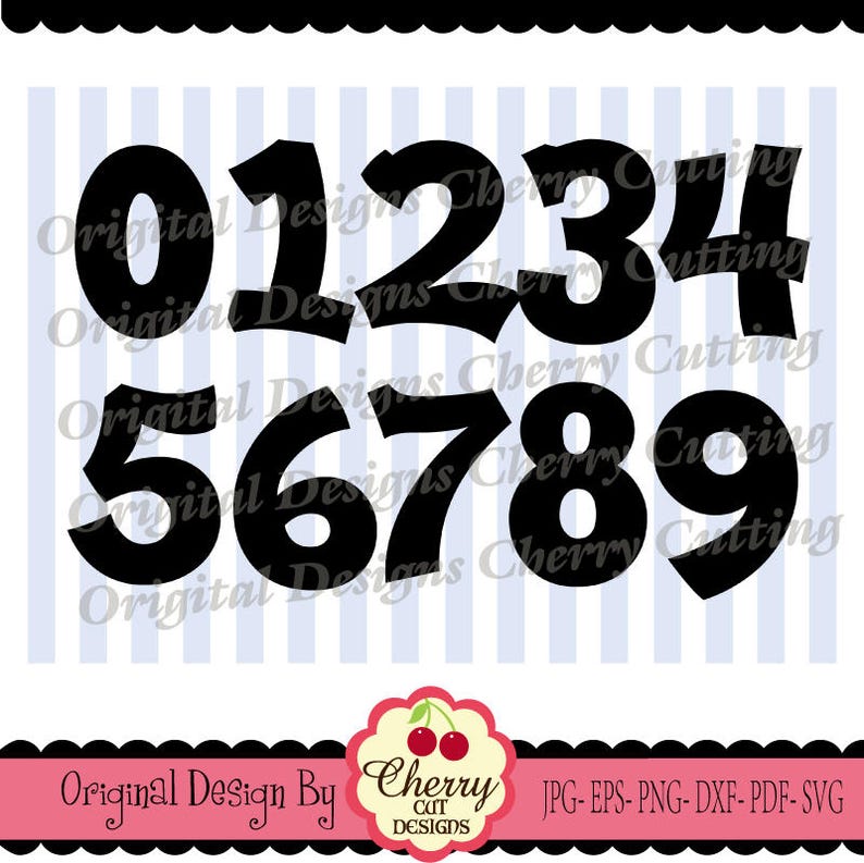 Birthday Numbers Plain Numbers 0-9 Pack Bundle Silhouette & Cricut Cut Files image 1