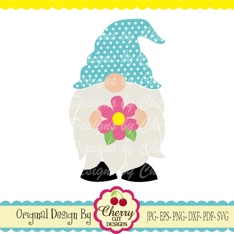 Download Spring gnome Gnome with flower svg Silhouette & Cricut Cut ...