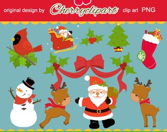 Merry Christmas Element digital clipart-Personal and Commercial Use-paper crafts, card making, scrapbooking