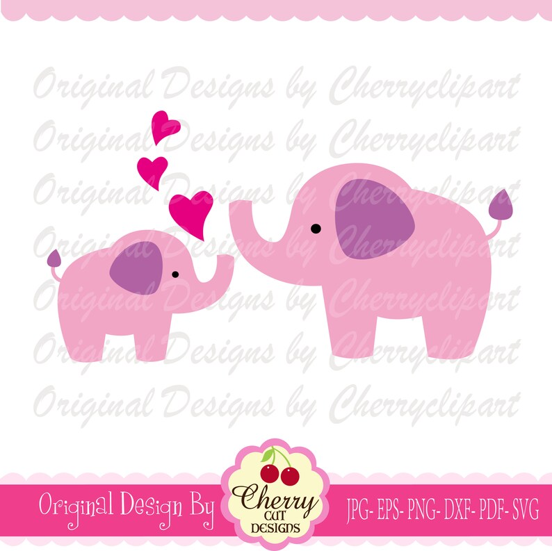 Download Elephant with hearts SVG DXF Mother's Day two elephants | Etsy