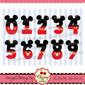 Birthday Numbers svg png, 0 through 9 Mickey numbers Silhouette & Cricut Cut Files