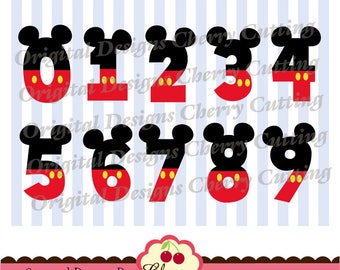 Birthday Numbers svg png, 0 through 9 Mickey numbers Silhouette & Cricut Cut Files