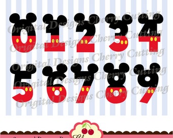 Birthday Numbers 0 through 9  svg png jpg Mickey numbers Silhouette & Cricut Cut Files