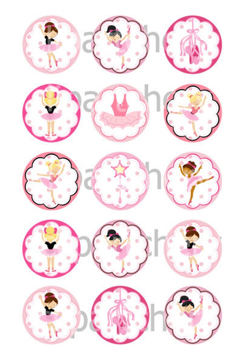 Little Ballet Dancer 1 inch Circles Round Graphics Digital Collage 4x6-15 images image 2