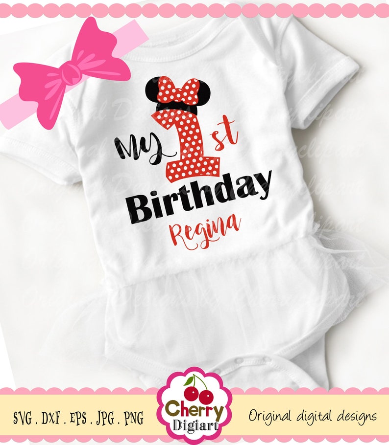 Download My 1st Birthday SVG DXF designBirthday number 1 with Mouse ...