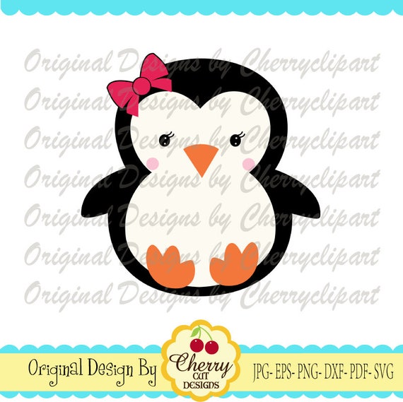 Baby Penguin Girl Svg Dxf Winter Animal Silhouette Cut Files Cricut Cut Files Chw37 Personal And Commercial Use
