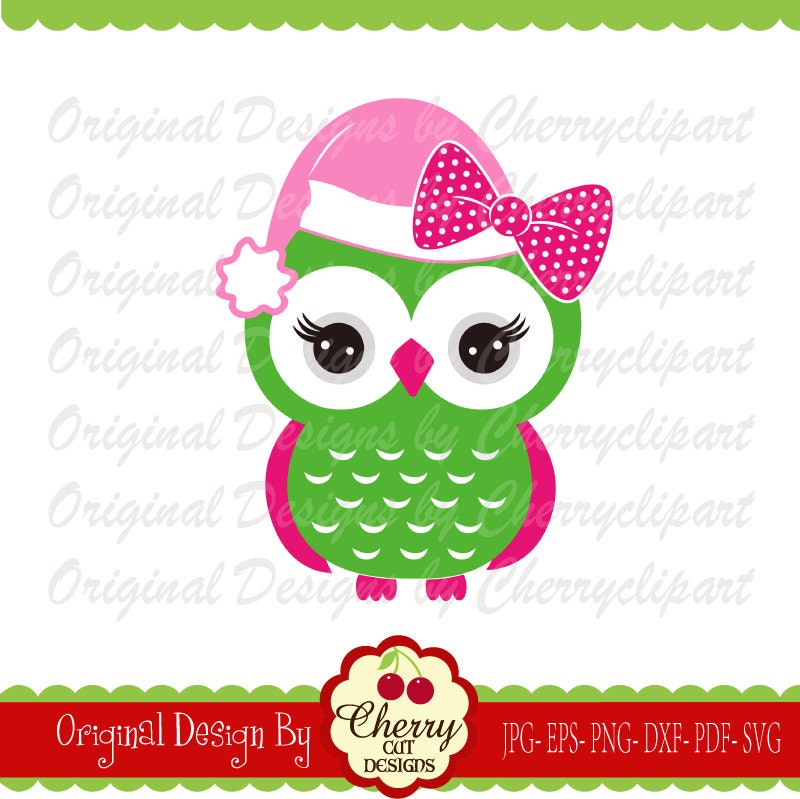 Christmas Owl svg Santa hat girly owl svg Christmas owl svg | Etsy